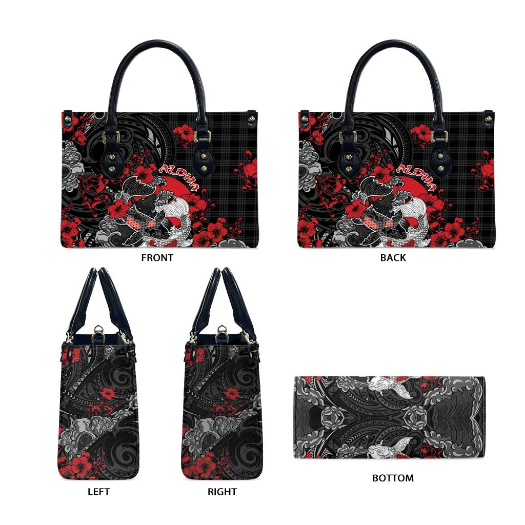 Hawaiian And Japanese Leather Bag Aloha Koi Fish Palaka Patterns DT05 - Polynesian Pride