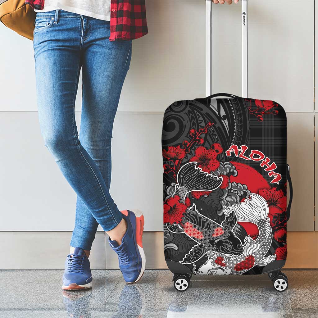 Hawaiian And Japanese Luggage Cover Aloha Koi Fish Palaka Patterns DT05 - Polynesian Pride