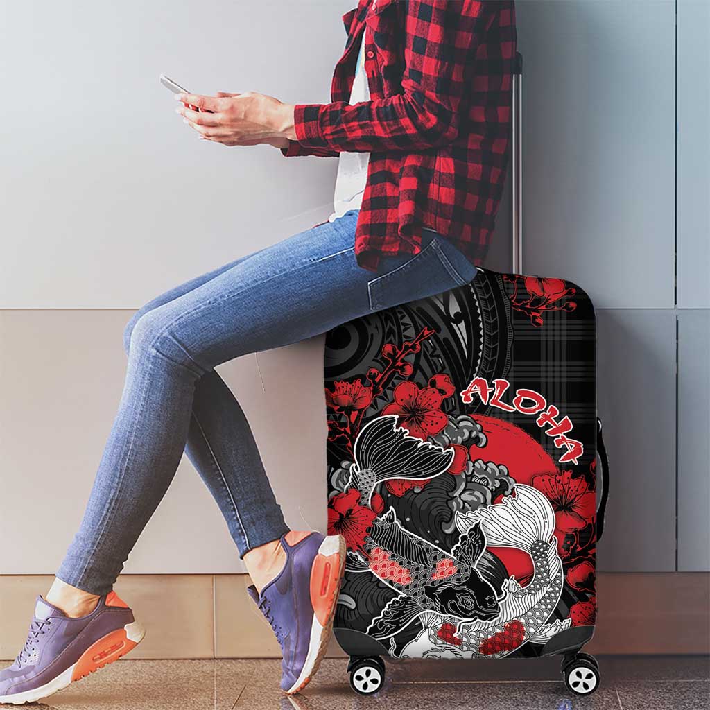 Hawaiian And Japanese Luggage Cover Aloha Koi Fish Palaka Patterns DT05 - Polynesian Pride
