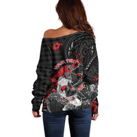 Personalised Hawaiian And Japanese Off Shoulder Sweater Aloha Koi Fish Palaka Patterns DT05 - Polynesian Pride