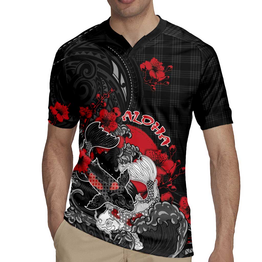 Personalised Hawaiian And Japanese Rugby Jersey Aloha Koi Fish Palaka Patterns - Polynesian Pride