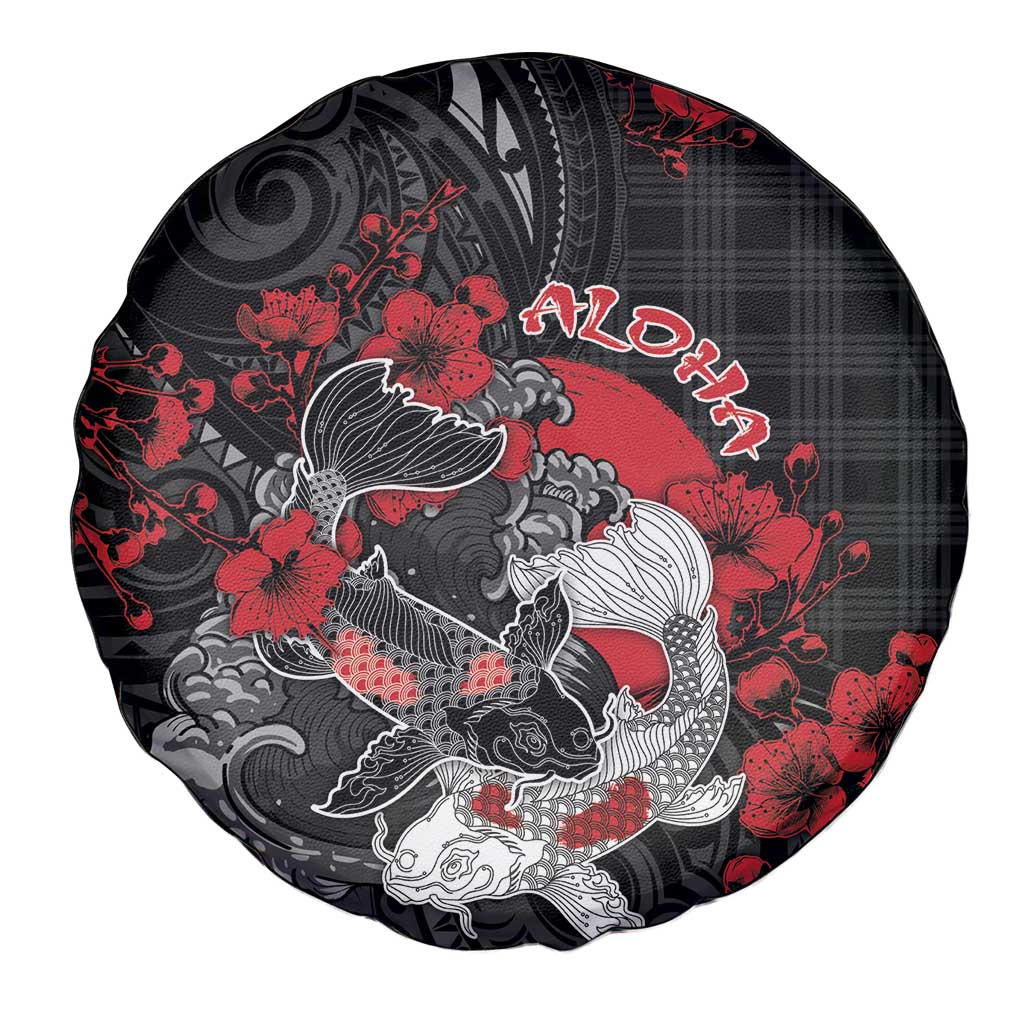 Hawaiian And Japanese Spare Tire Cover Aloha Koi Fish Palaka Patterns DT05 - Polynesian Pride