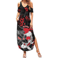 Personalised Hawaiian And Japanese Summer Maxi Dress Aloha Koi Fish Palaka Patterns DT05 Women Black - Polynesian Pride