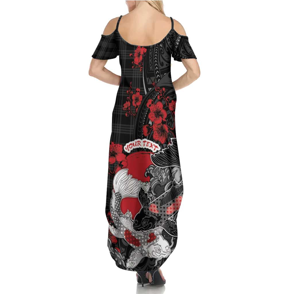 Personalised Hawaiian And Japanese Summer Maxi Dress Aloha Koi Fish Palaka Patterns DT05 - Polynesian Pride