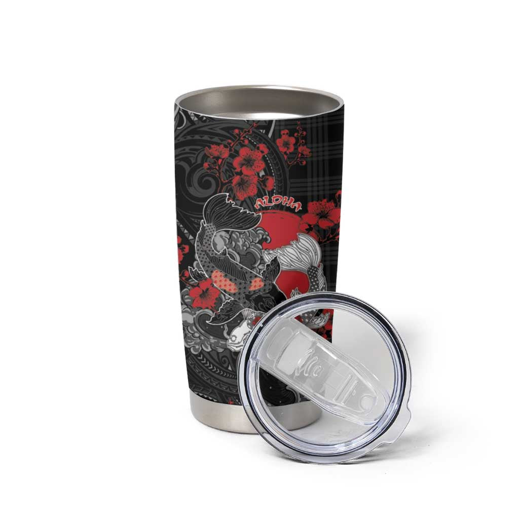 Personalised Hawaiian And Japanese Tumbler Cup Aloha Koi Fish Palaka Patterns DT05 - Polynesian Pride