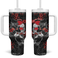 Personalised Hawaiian And Japanese Tumbler With Handle Aloha Koi Fish Palaka Patterns DT05 One Size: 40 oz Black - Polynesian Pride