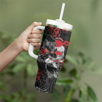 Personalised Hawaiian And Japanese Tumbler With Handle Aloha Koi Fish Palaka Patterns DT05 - Polynesian Pride