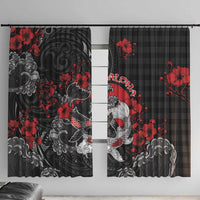 Hawaiian And Japanese Window Curtain Aloha Koi Fish Palaka Patterns DT05 With Hooks Black - Polynesian Pride