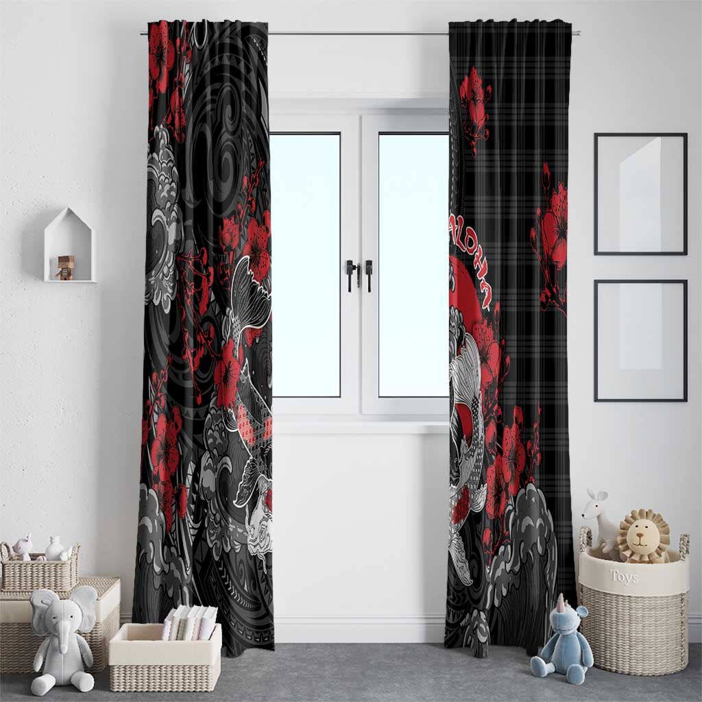 Hawaiian And Japanese Window Curtain Aloha Koi Fish Palaka Patterns DT05 - Polynesian Pride