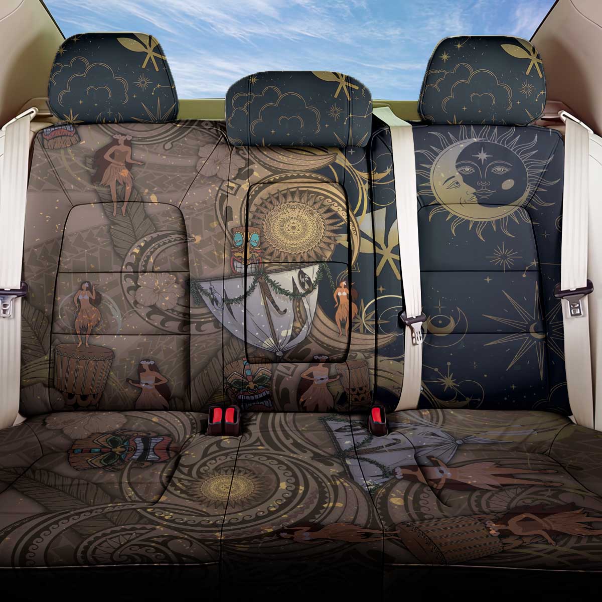 Hawaii Makahiki Back Car Seat Cover Polynesian Sky And Earth - Polynesian Pride
