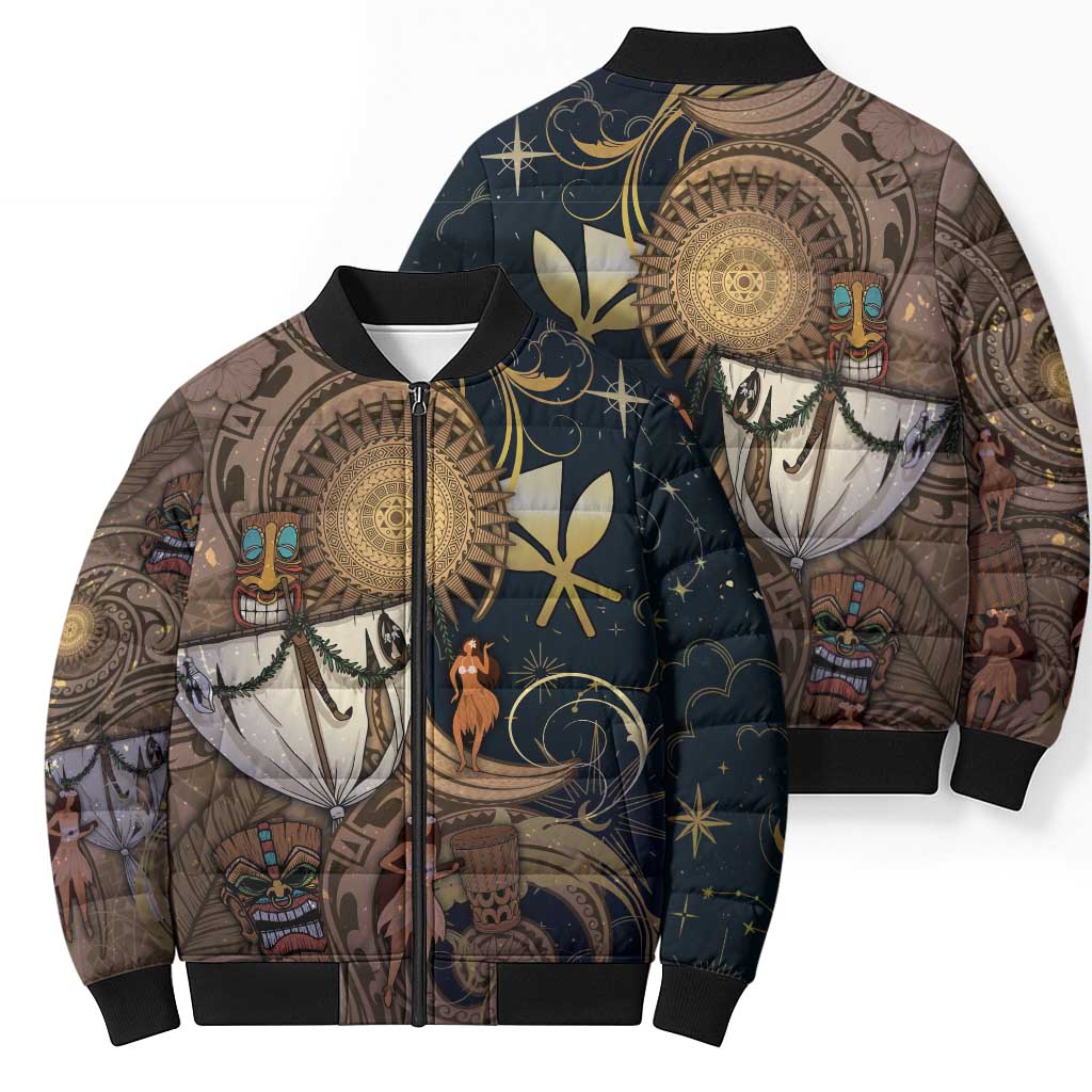 Hawaii Makahiki Bomber Puffer Jacket Polynesian Sky And Earth - Polynesian Pride
