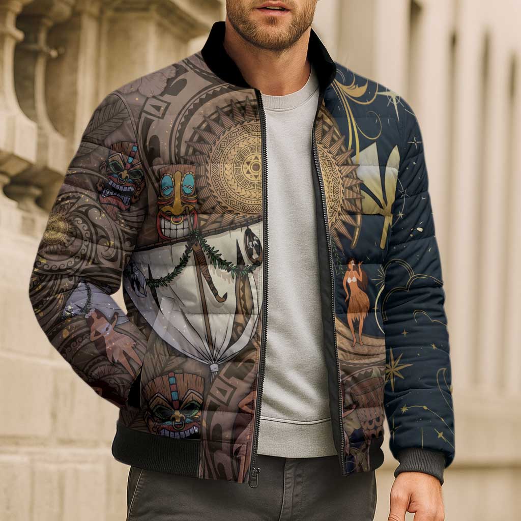 Hawaii Makahiki Bomber Puffer Jacket Polynesian Sky And Earth - Polynesian Pride