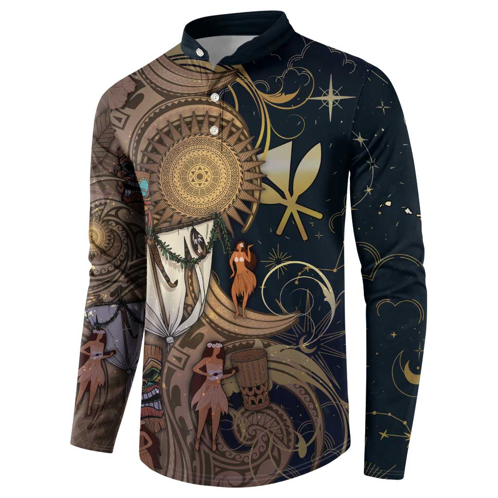 Hawaii Makahiki Button Sweatshirt Polynesian Sky And Earth - Polynesian Pride