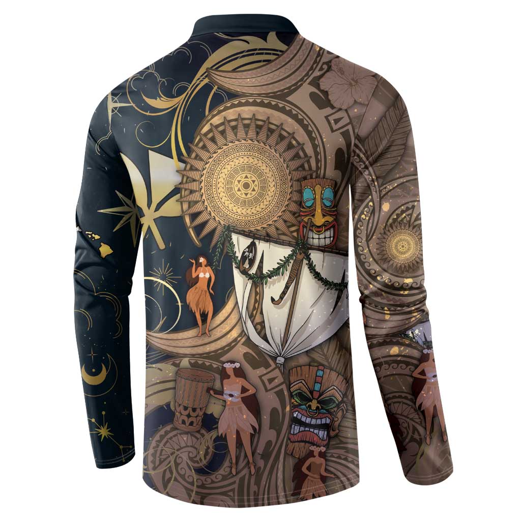 Hawaii Makahiki Button Sweatshirt Polynesian Sky And Earth - Polynesian Pride