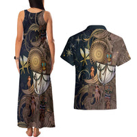 Hawaii Makahiki Couples Matching Tank Maxi Dress and Hawaiian Shirt Polynesian Sky And Earth - Polynesian Pride