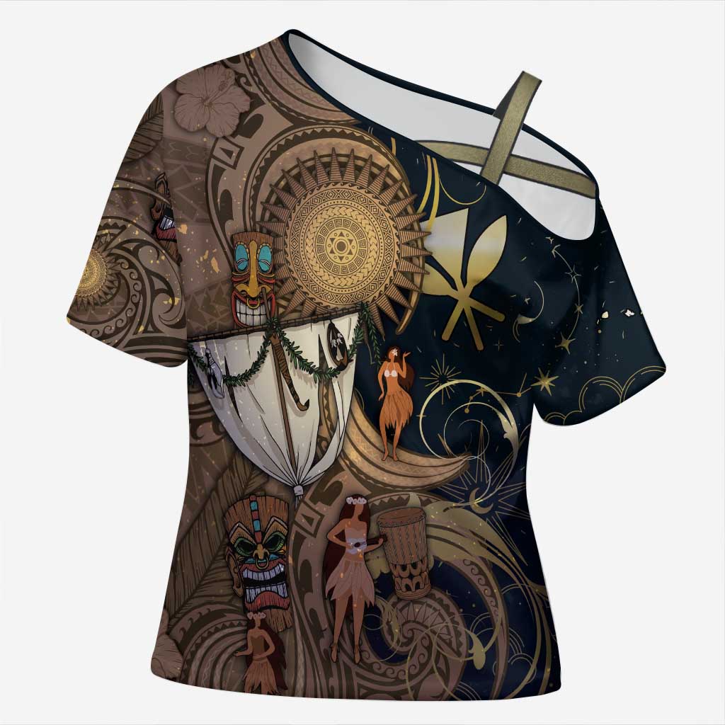 Hawaii Makahiki Cross Shoulder Shirt Polynesian Sky And Earth - Polynesian Pride