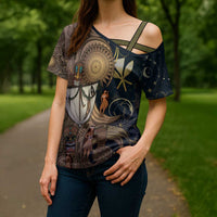 Hawaii Makahiki Cross Shoulder Shirt Polynesian Sky And Earth - Polynesian Pride