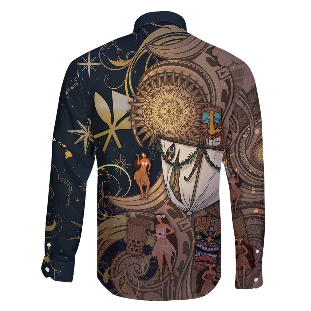 Hawaii Makahiki Family Matching Off The Shoulder Long Sleeve Dress and Hawaiian Shirt Polynesian Sky And Earth - Polynesian Pride