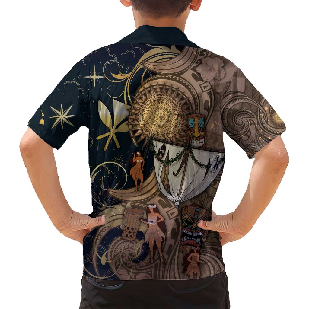 Hawaii Makahiki Family Matching Off Shoulder Maxi Dress and Hawaiian Shirt Polynesian Sky And Earth - Polynesian Pride