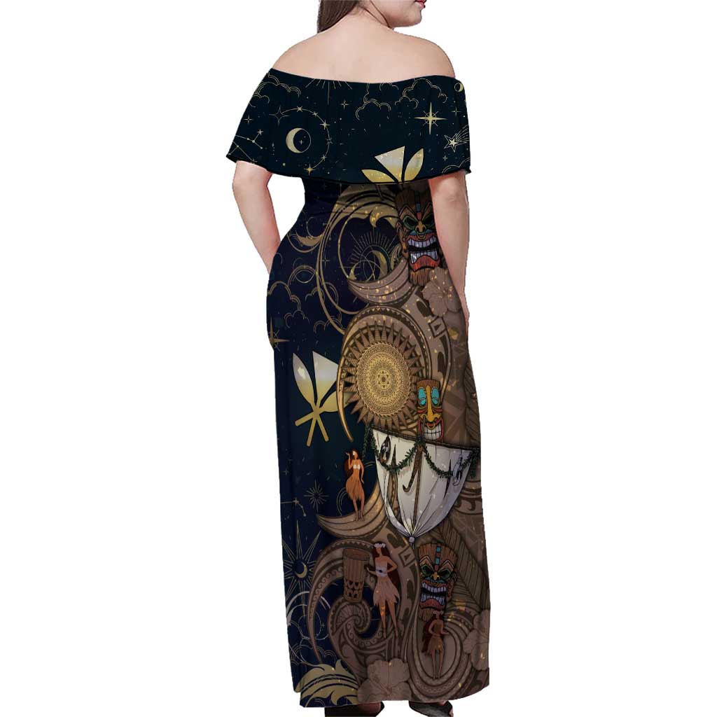 Hawaii Makahiki Family Matching Off Shoulder Maxi Dress and Hawaiian Shirt Polynesian Sky And Earth - Polynesian Pride