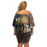 Hawaii Makahiki Family Matching Off Shoulder Short Dress and Hawaiian Shirt Polynesian Sky And Earth - Polynesian Pride