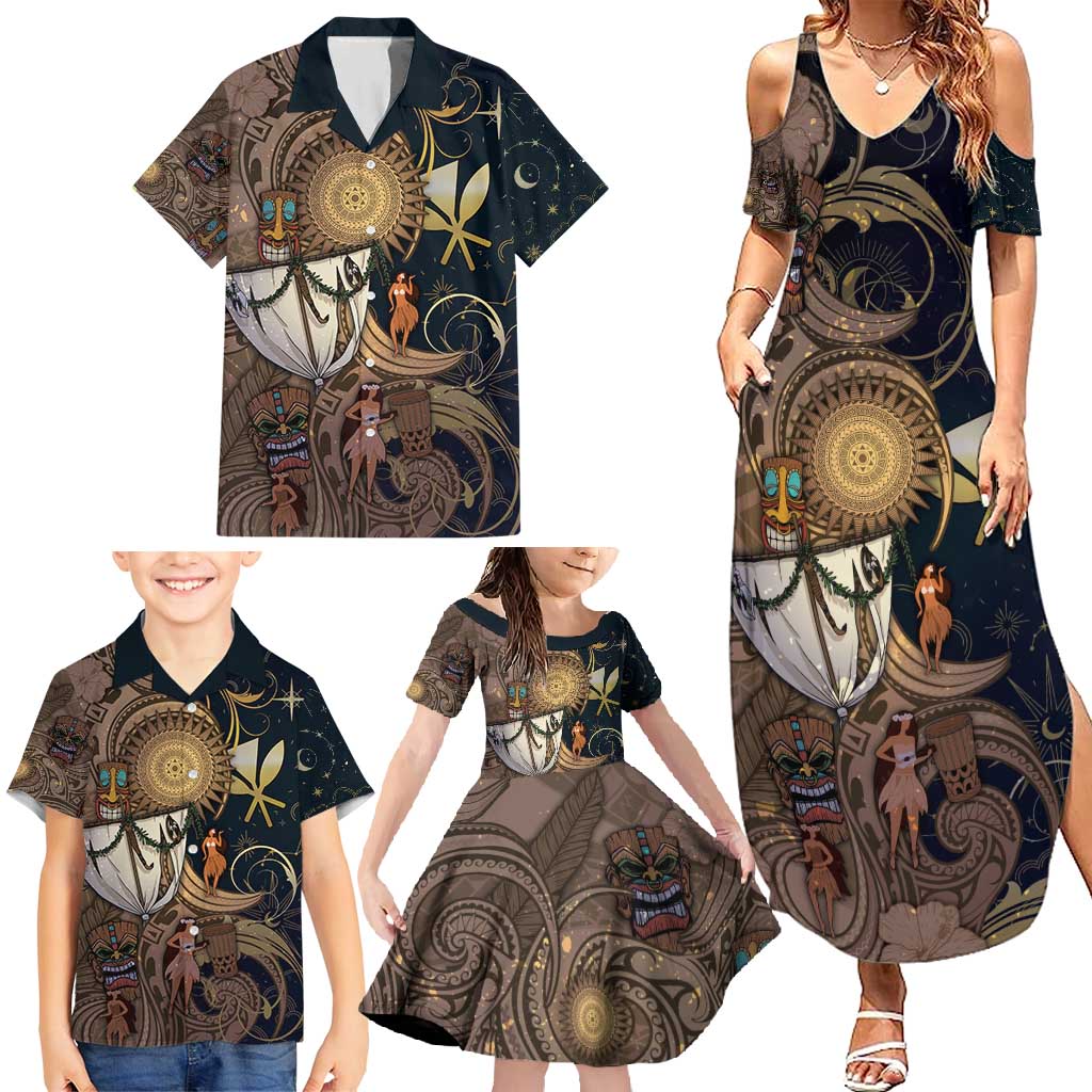 Hawaii Makahiki Family Matching Summer Maxi Dress and Hawaiian Shirt Polynesian Sky And Earth - Polynesian Pride