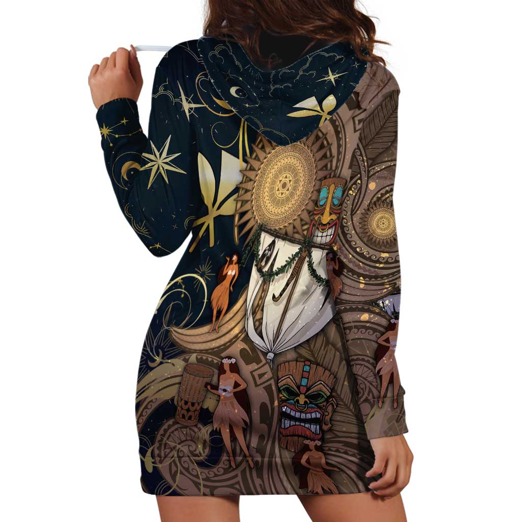 Hawaii Makahiki Hoodie Dress Polynesian Sky And Earth - Polynesian Pride
