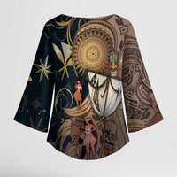 Hawaii Makahiki Kimono Sleeve Blouse Polynesian Sky And Earth - Polynesian Pride