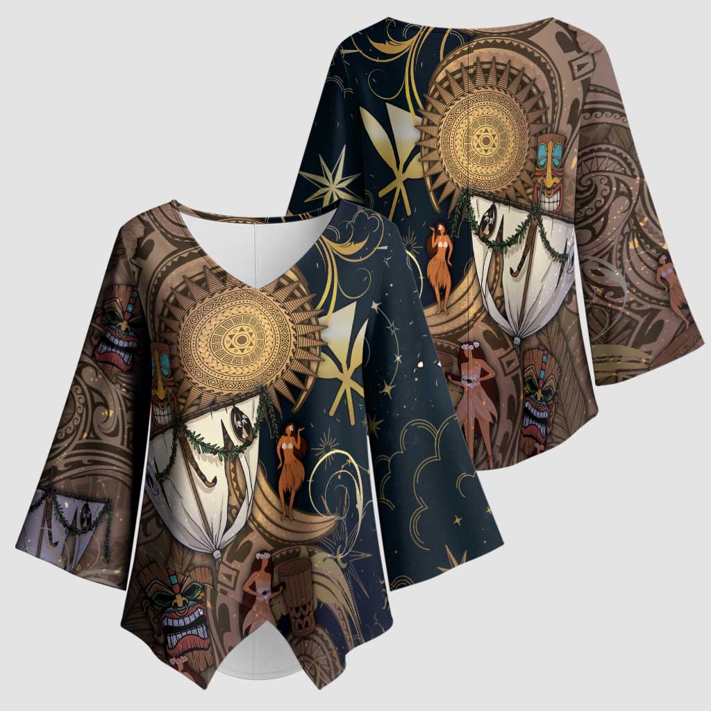 Hawaii Makahiki Kimono Sleeve Blouse Polynesian Sky And Earth - Polynesian Pride
