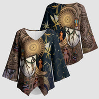 Hawaii Makahiki Kimono Sleeve Blouse Polynesian Sky And Earth - Polynesian Pride