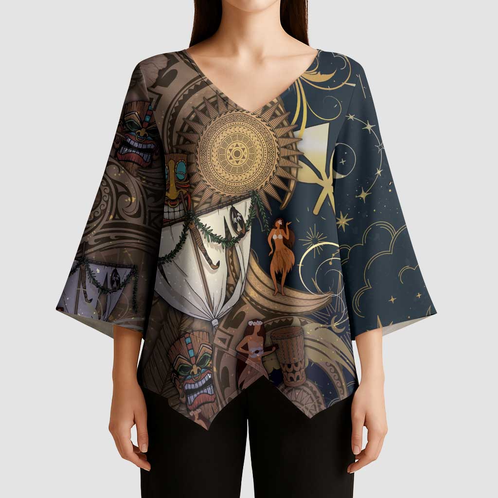 Hawaii Makahiki Kimono Sleeve Blouse Polynesian Sky And Earth - Polynesian Pride