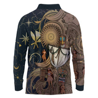 Hawaii Makahiki Long Sleeve Polo Shirt Polynesian Sky And Earth - Polynesian Pride