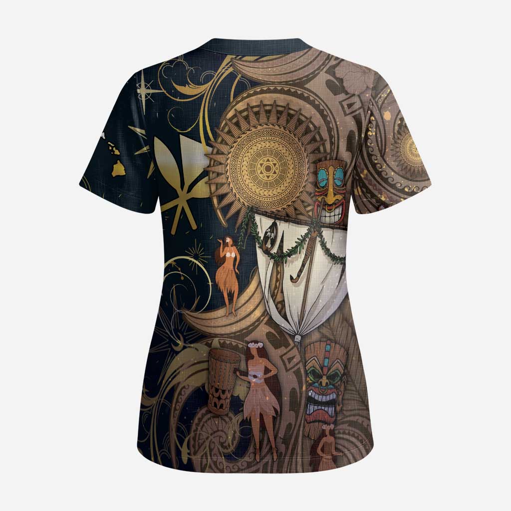 Hawaii Makahiki Scrub Top Polynesian Sky And Earth - Polynesian Pride