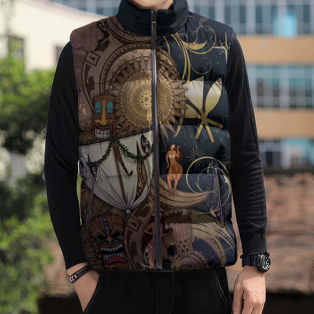 Hawaii Makahiki Sleeveless Puffer Jacket Polynesian Sky And Earth - Polynesian Pride