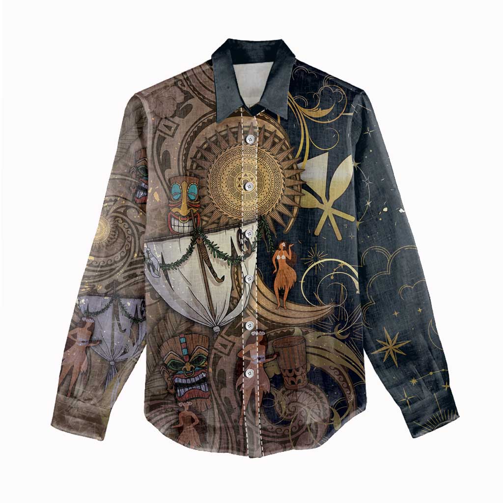 Hawaii Makahiki Women Casual Shirt Polynesian Sky And Earth - Polynesian Pride