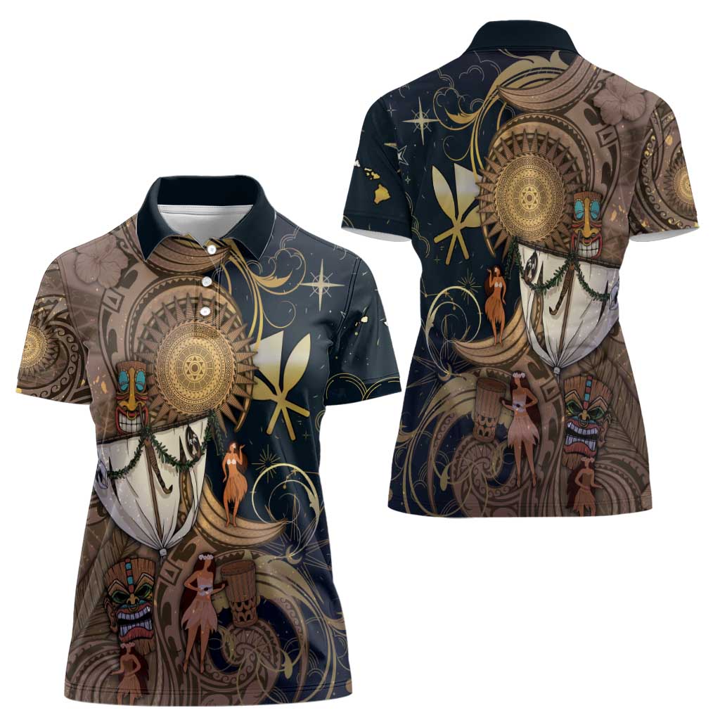Hawaii Makahiki Women Polo Shirt Polynesian Sky And Earth - Polynesian Pride