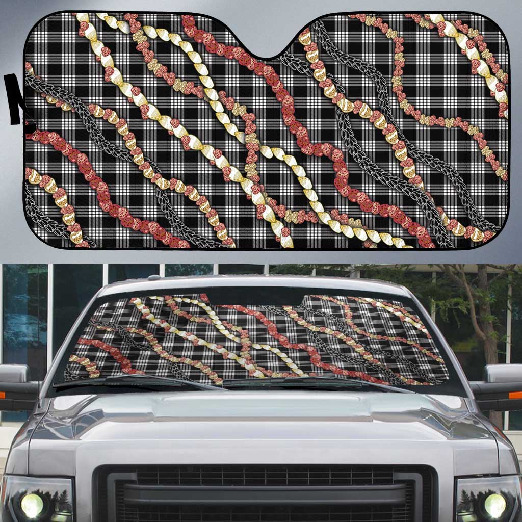 Hawaii Palaka Niihau Shell Lei Auto Sun Shade Tropical Island Plaid Patterns