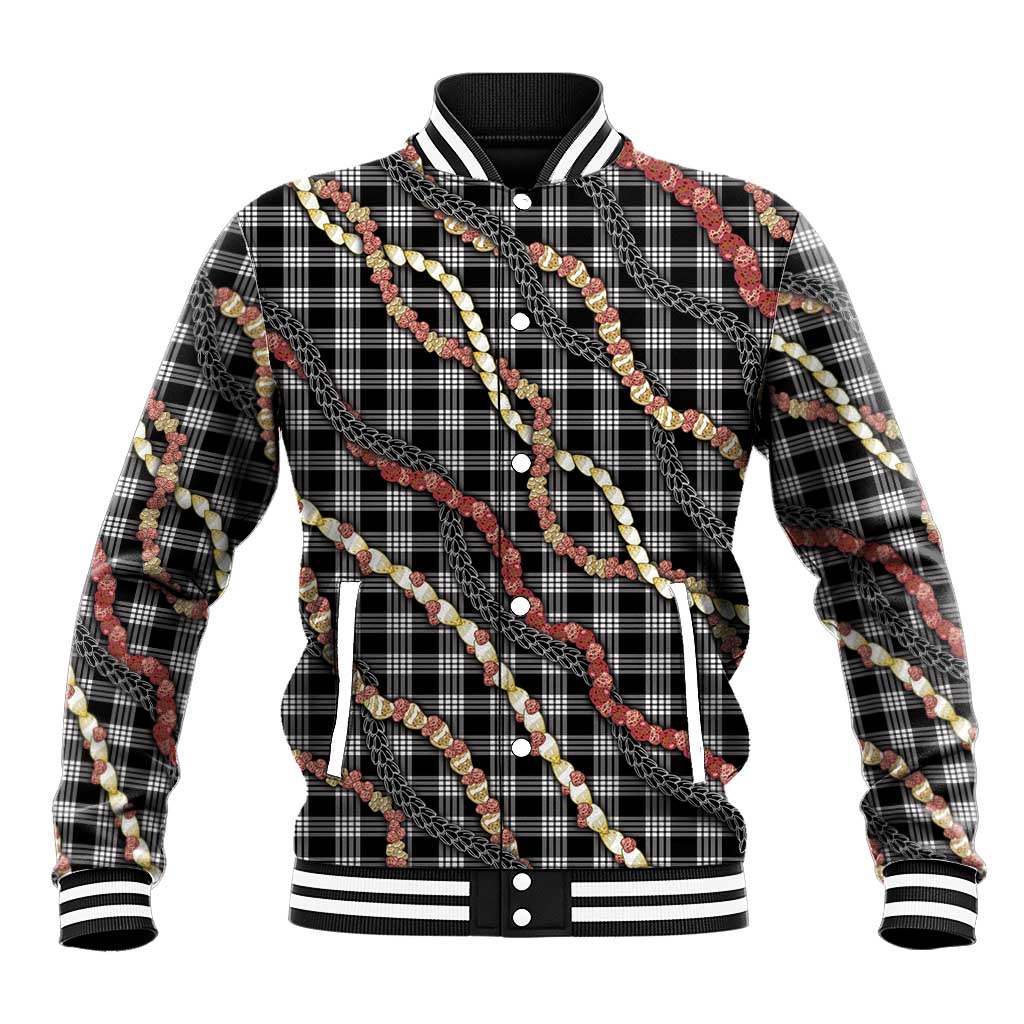 Hawaii Palaka Niihau Shell Lei Baseball Jacket Tropical Island Plaid Patterns