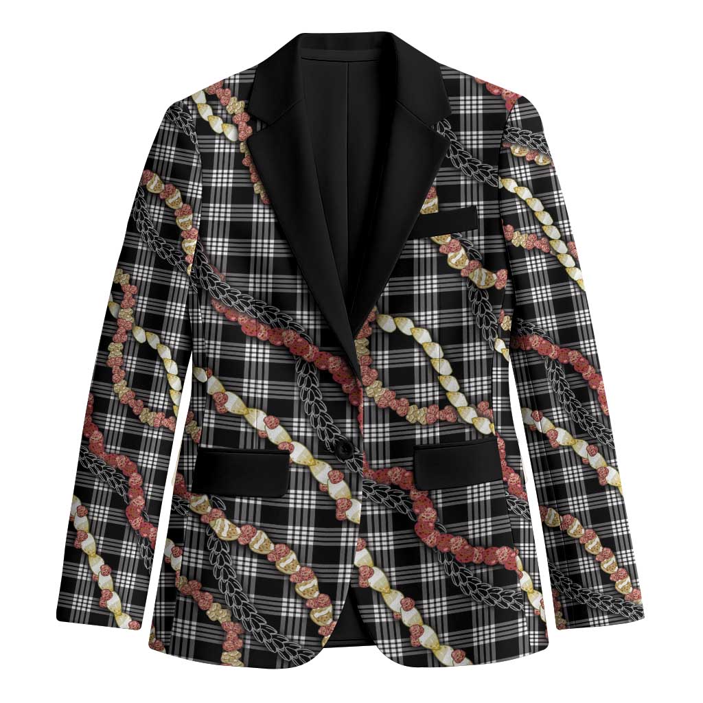 Hawaii Palaka Niihau Shell Lei Blazer Tropical Island Plaid Patterns DT05 Unisex Black - Polynesian Pride