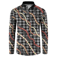 Hawaii Palaka Niihau Shell Lei Button Sweatshirt Tropical Island Plaid Patterns