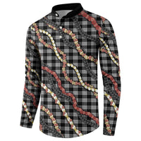 Hawaii Palaka Niihau Shell Lei Button Sweatshirt Tropical Island Plaid Patterns