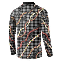 Hawaii Palaka Niihau Shell Lei Button Sweatshirt Tropical Island Plaid Patterns