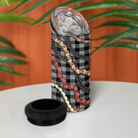 Hawaii Palaka Niihau Shell Lei 4 in 1 Can Cooler Tumbler Tropical Island Plaid Patterns