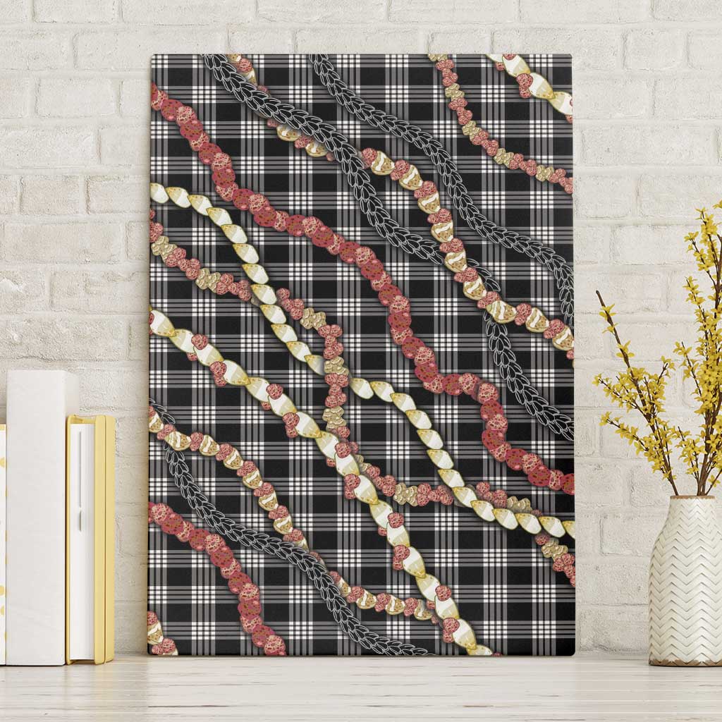 Hawaii Palaka Niihau Shell Lei Canvas Wall Art Tropical Island Plaid Patterns DT05 Without Frame Black - Polynesian Pride