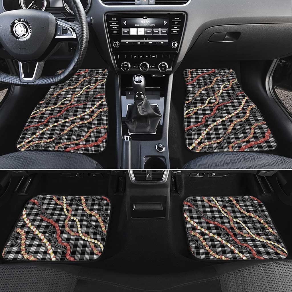 Hawaii Palaka Niihau Shell Lei Car Mats Tropical Island Plaid Patterns DT05 Set 4pcs Black - Polynesian Pride
