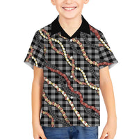 Hawaii Palaka Niihau Shell Lei Family Matching Mermaid Dress and Hawaiian Shirt Tropical Island Plaid Patterns