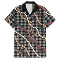 Hawaii Palaka Niihau Shell Lei Family Matching Off Shoulder Maxi Dress and Hawaiian Shirt Tropical Island Plaid Patterns DT05 Dad's Shirt - Short Sleeve Black - Polynesian Pride