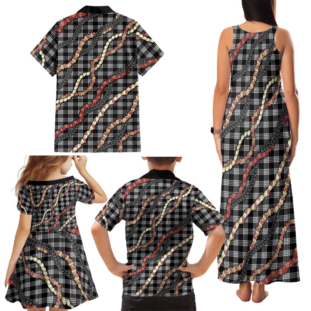 Hawaii Palaka Niihau Shell Lei Family Matching Tank Maxi Dress and Hawaiian Shirt Tropical Island Plaid Patterns DT05 - Polynesian Pride