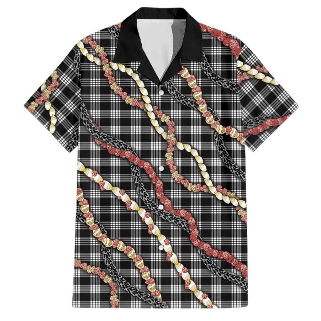 Hawaii Palaka Niihau Shell Lei Family Matching Tank Maxi Dress and Hawaiian Shirt Tropical Island Plaid Patterns DT05 Dad's Shirt - Short Sleeve Black - Polynesian Pride
