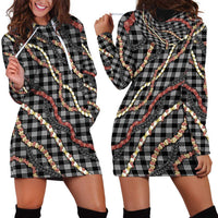 Hawaii Palaka Niihau Shell Lei Hoodie Dress Tropical Island Plaid Patterns